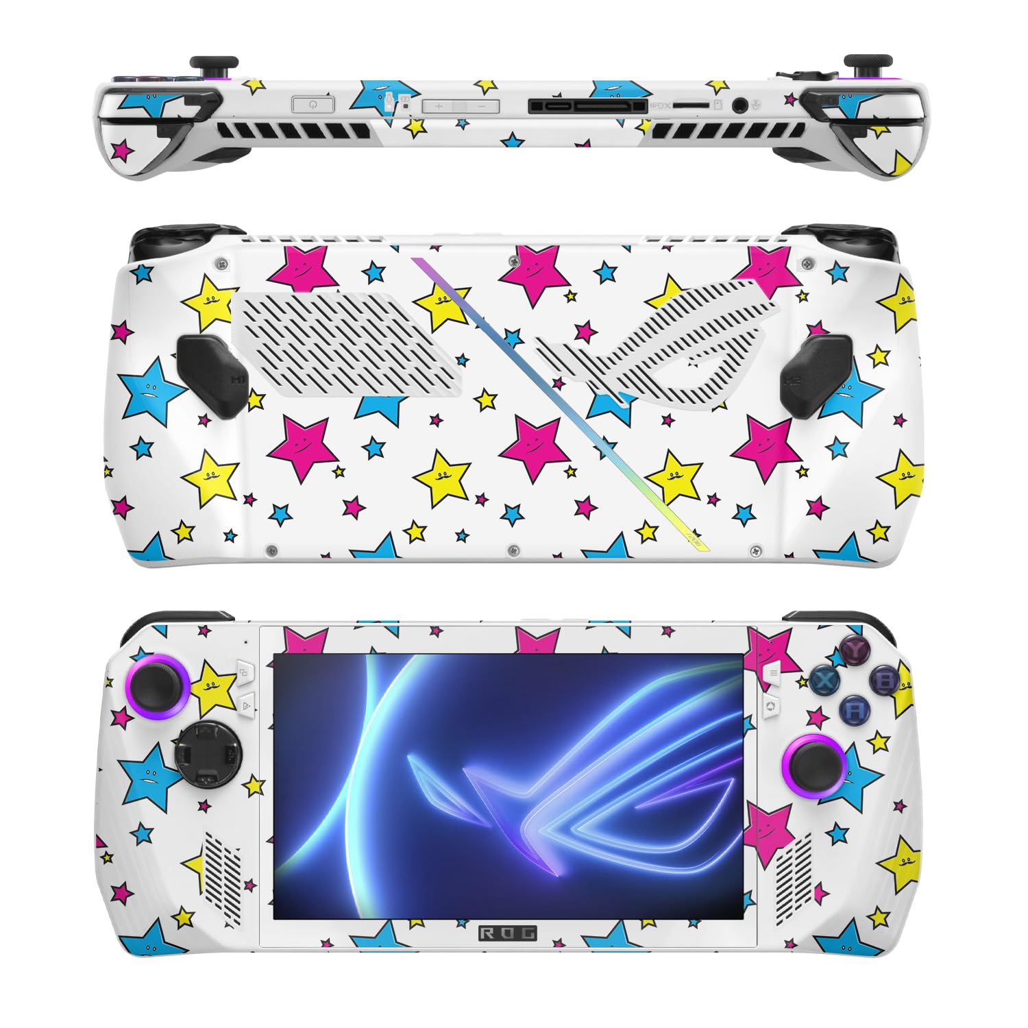MightySkins Skin Compatible with Asus ROG Ally - Smiley Stars | Protective, Durable, and Unique Vinyl Decal wrap Cover | Easy to Apply, Remove, and Change Styles