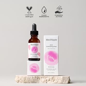 Mad Hippie AHA Exfoliating Peel + Eye Cream Pack Lactic & Glycolic Acid Peel, Goji Berry, Peptides, Hyaluronic Acid & Niacinamide, Discoloration Correcting Serum, Anti-Aging