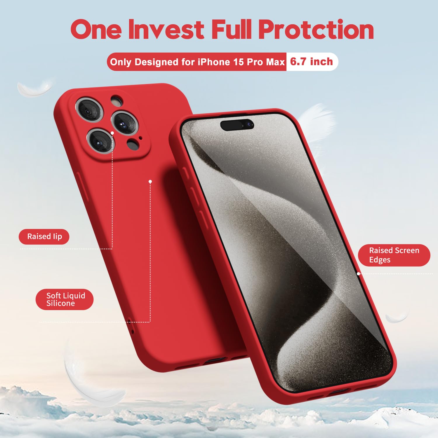 oakxco for iPhone 16 Pro Max Case Liquid Silicone, Soft Rubber Gel Elegant Aesthetic Basic Simple Cover, Cute Thin Slim TPU Matte Solid Color Plain Smooth Case for Women Girl, Light Pink — view 1791
