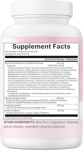 Miniatura 6 de Micro Ingredients Probióticos para mujeres 100 mil millones de UFC, 120 cápsulas vegetales  40 cepas de mezcla de probióticos para mujer con