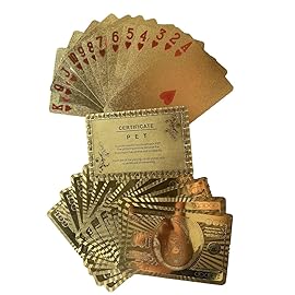 FREE SHIP DEAL Luxury 24K Gold Foil Poker Playing Cards with Wooden Box Waterproof Cards for Party -Camping - Birthday Gift and Card Decks Game