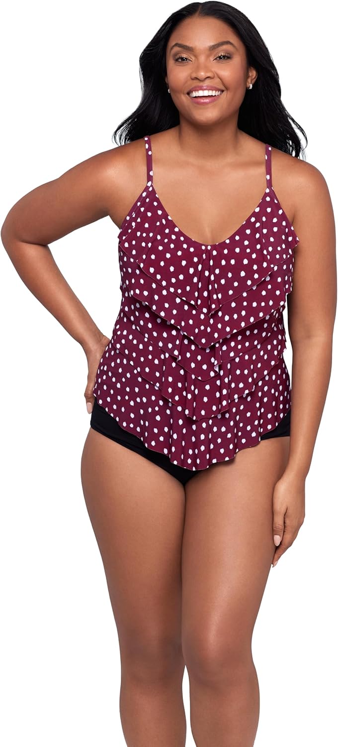 Women's Five Tiered Adjustable Rachel Swim Tankini Top with Molded Cups and Bra Support
