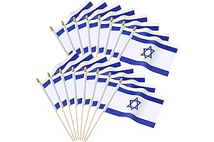 Bandera de Israel en Palo AUGSHY (5 x 8 Pulgadas)