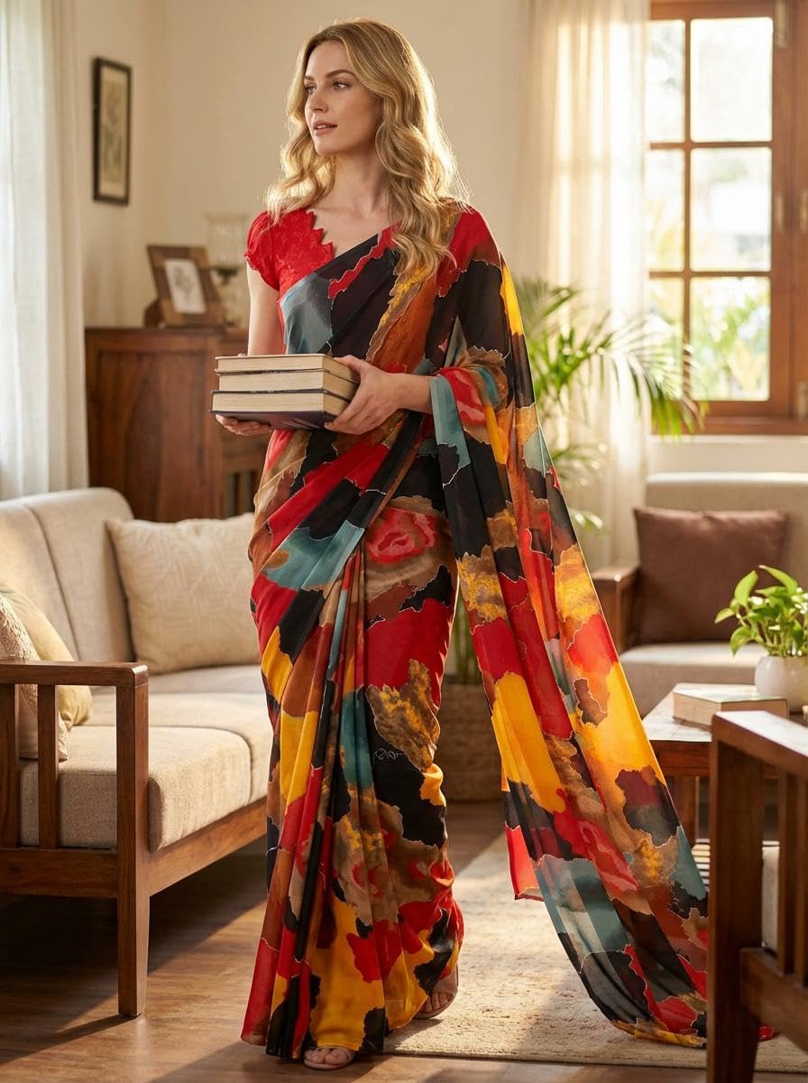 ANAND SAREES Printed Georgette Saree With Unstitched Blouse Piece -AI_LR_1819_1 - Review, Price and Buying Guide