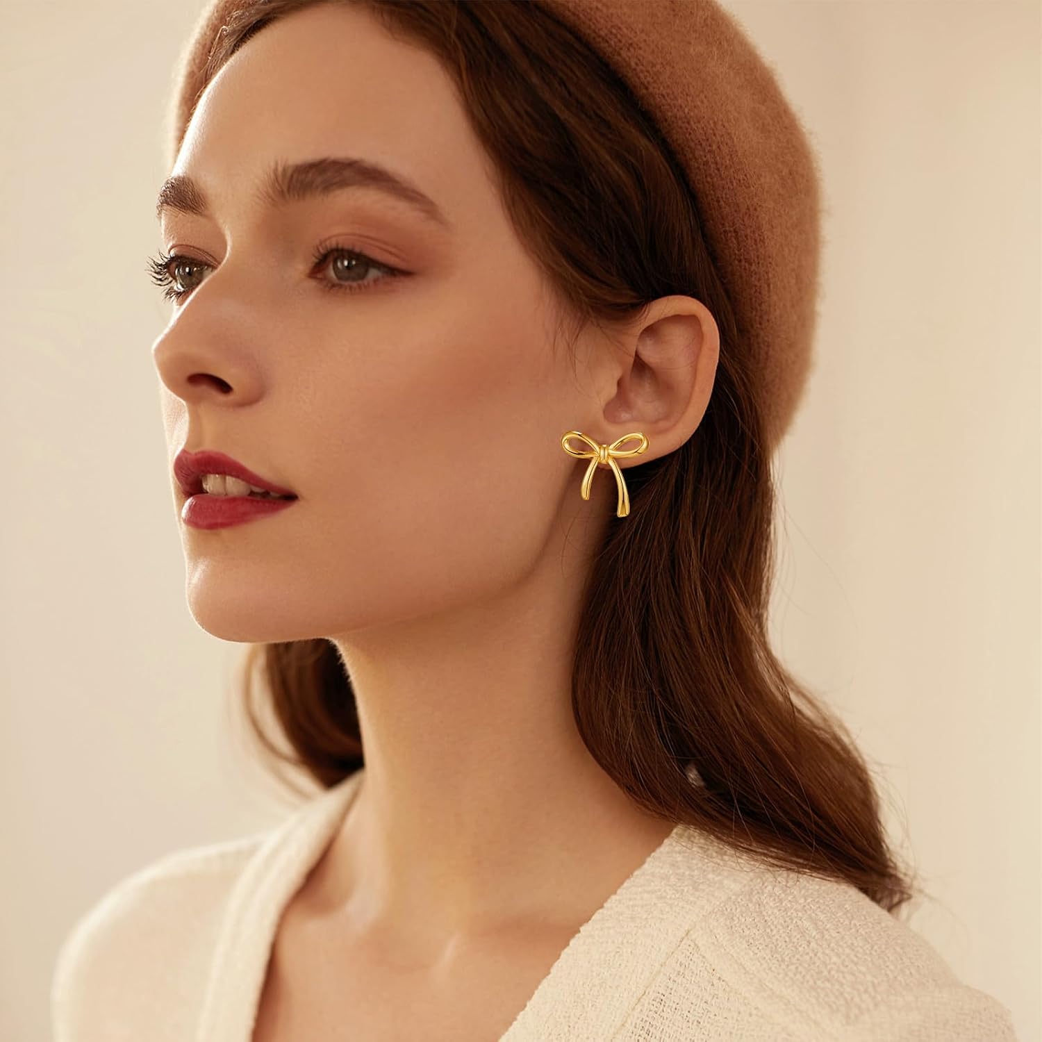 10mm-30mm Gold Silver Bow Stud Earring for Women Simple Everyday Bow Jewelry - Image 5