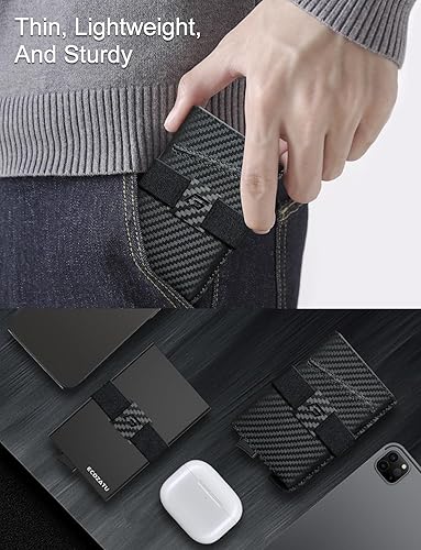 Miniatura 5 de Cartera delgada de aluminio con tarjetero, Negro carbón, Minimalista