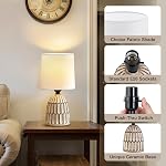 Ceramic Lamps Set of 2 - Mini Modern Farmhouse Lamps Rustic End Table Boho Decorative Small Lamps for Small Spaces Bedroom Nightstand Living Room Reading Desk Side Table Lamp