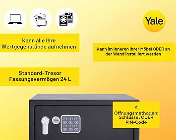 Yale - Möbeltresor Laptop - YLV/200/DB2 - Elektronischer Safe mit PIN - Standardsicherheit