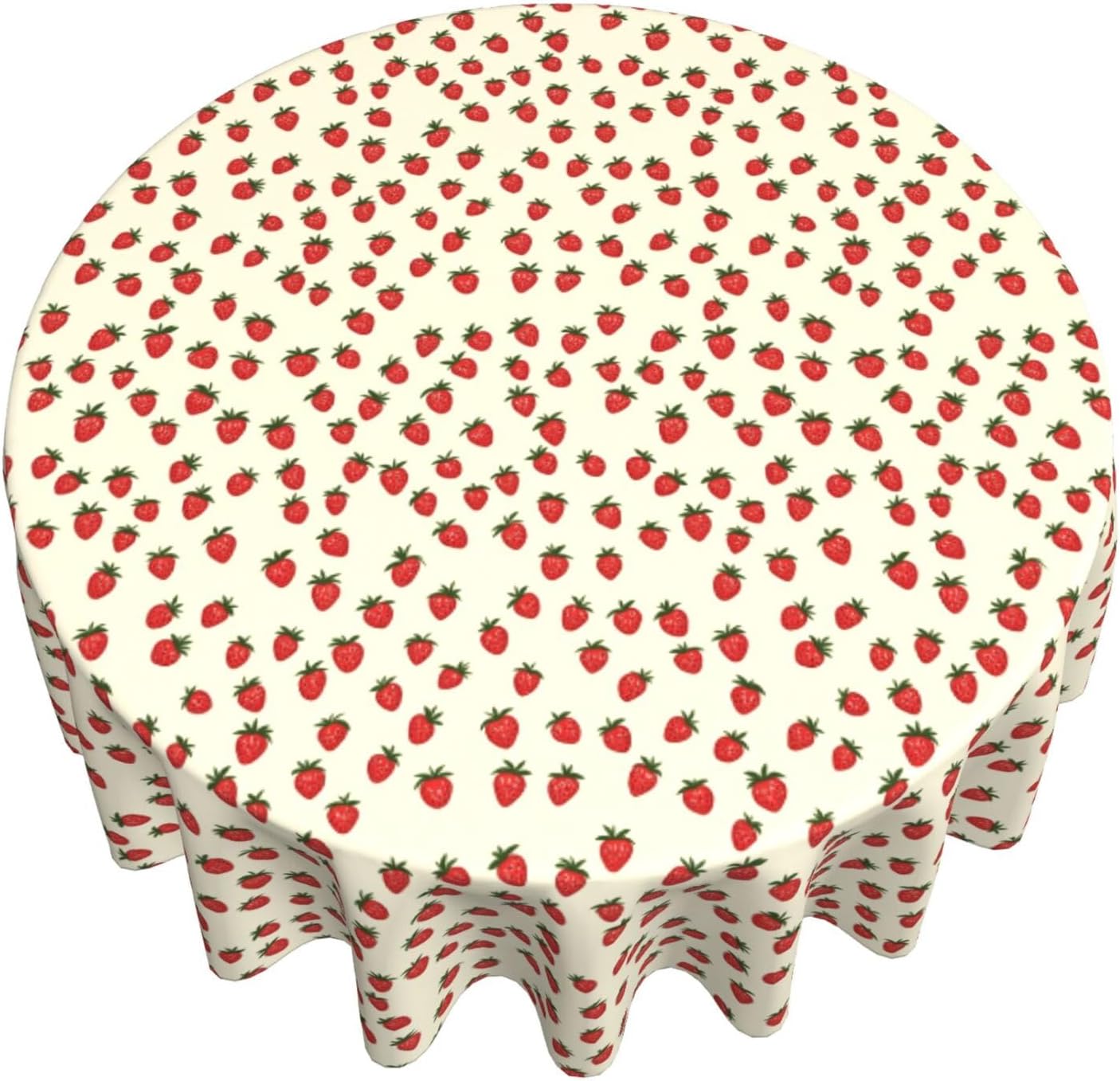 Famame Cute Pattern Strawberry Round Tablecloth 60 inch Table Covers Stain Winkle Resistant Washable Tablecloths for Kitchen Indoor Outdoor Party image 4
