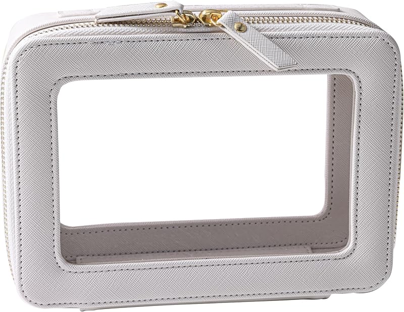 Necessaire SANHECUN com zíper, janela transparente e gancho para pendurar, branca