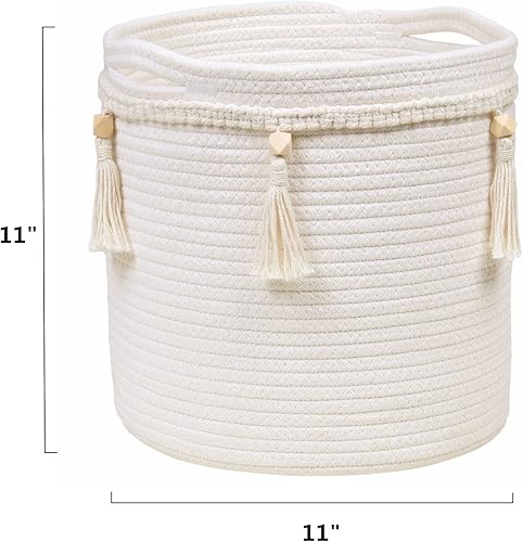 Miniatura 5 de Cesta bohemia con bonita borla tejida de macramé, organizador de cuerda de algodón para decoración bohemia de habitaciones, decoración de