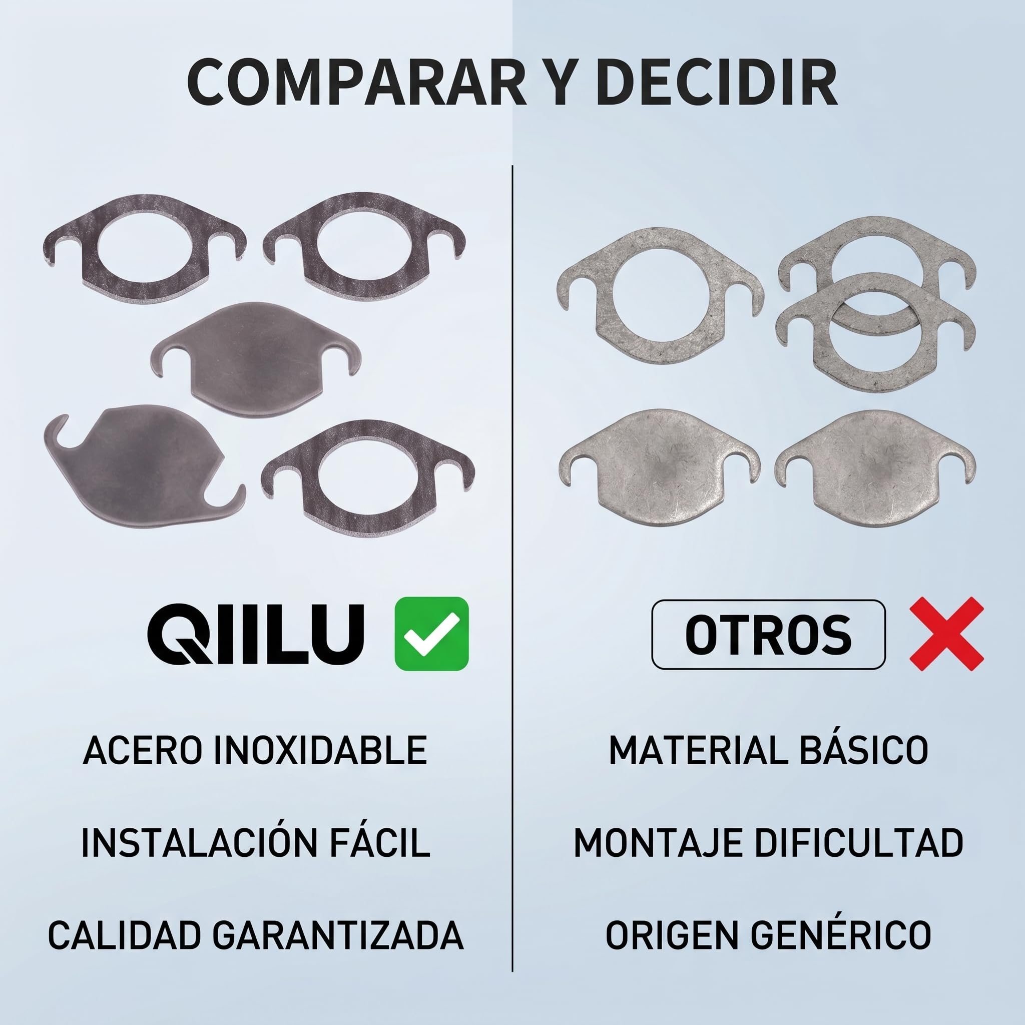 Qiilu - Kit de placa de obturación de válvula EGR con junta