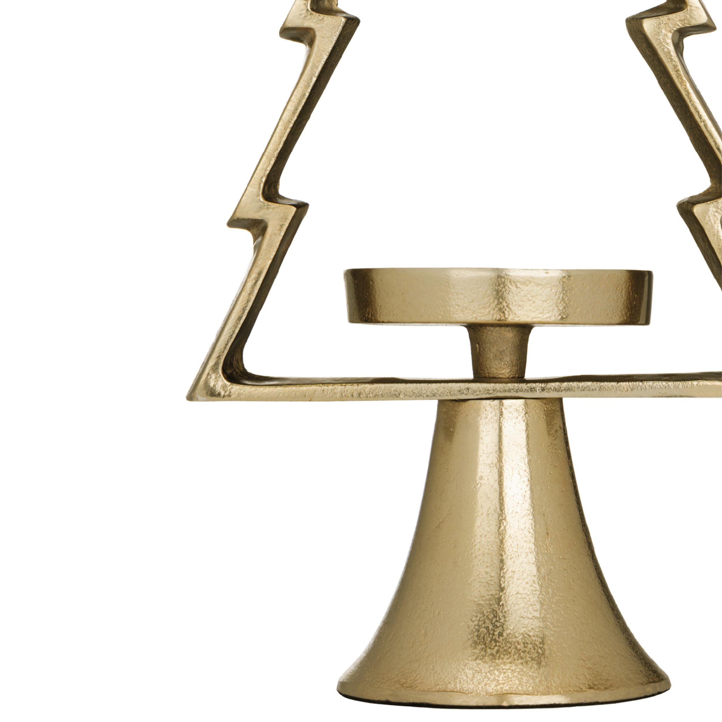 EGLO LIVING Deko Baum Mukayle, Tannenbaum mit Kerzenhalter | Weihnachtsdeko Fensterbank, Wohnzimmerdeko Weihnachten für Stumpenkerzen, Metall in Gold, H 44 cm