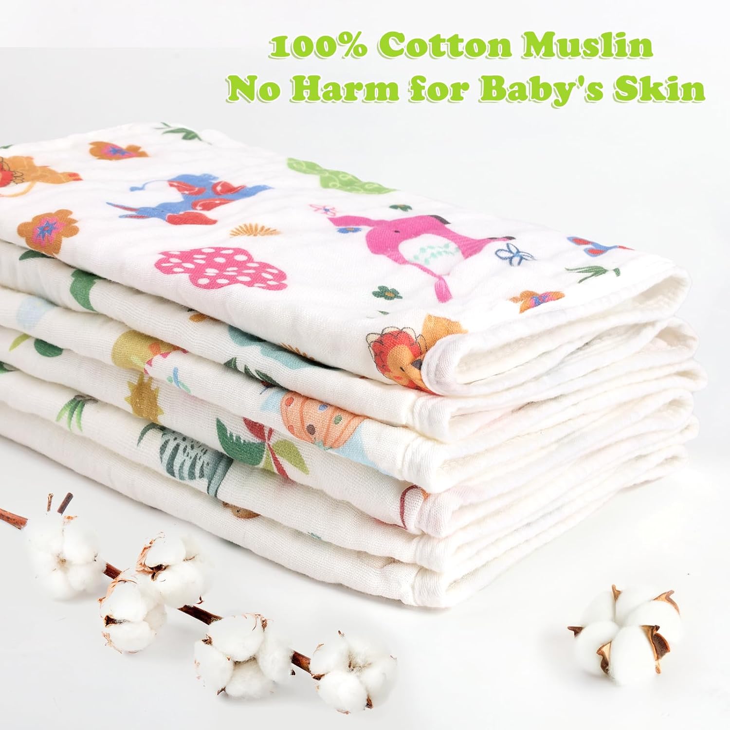 Baby Burp Cloths Muslin Washcloths 6 Pack Muslin Burp Cloths 100% Cotton Large 20''x12'' Soft 6 Layers Baby Burp Rags for Boys Girls Baby Essentials for Newborn Gift Machine Washable - Image 3