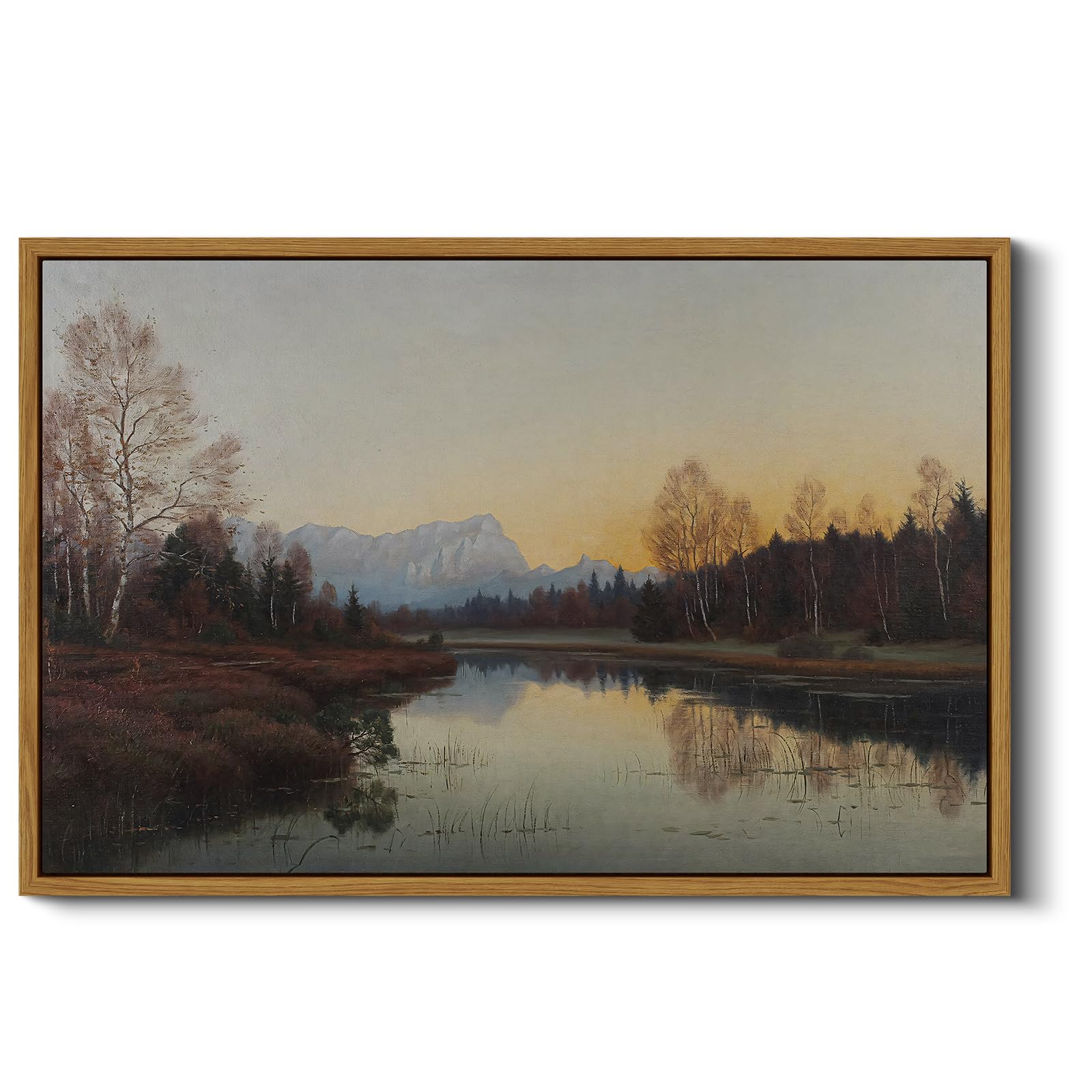 ARPEOTCY Vintage Framed Fall Wall Art Decor, Living Room Bedroom Autumn Landscape Pictures Home Decor, Canvas Prints Art, Kitchen Country Paintings Farmhouse Retro Wall Decoration, 16x24 Inch