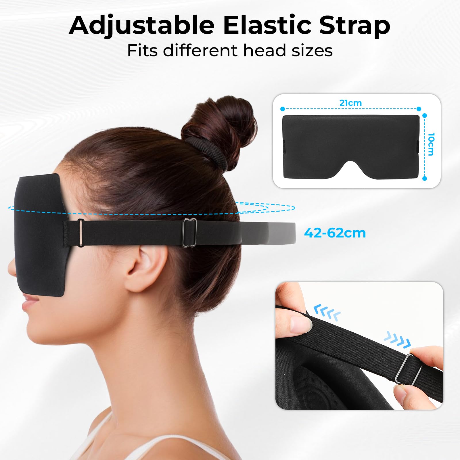 3D Slaapmasker - Ademend Reismasker - Hypo Allergeen - Lichtblauw