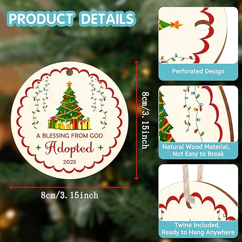 Miniatura 2 de Regalos de adopción, adorno de Navidad adoptado 2025, regalos del día de Gotcha para la familia, nuevos padres adoptivos, primer regalo