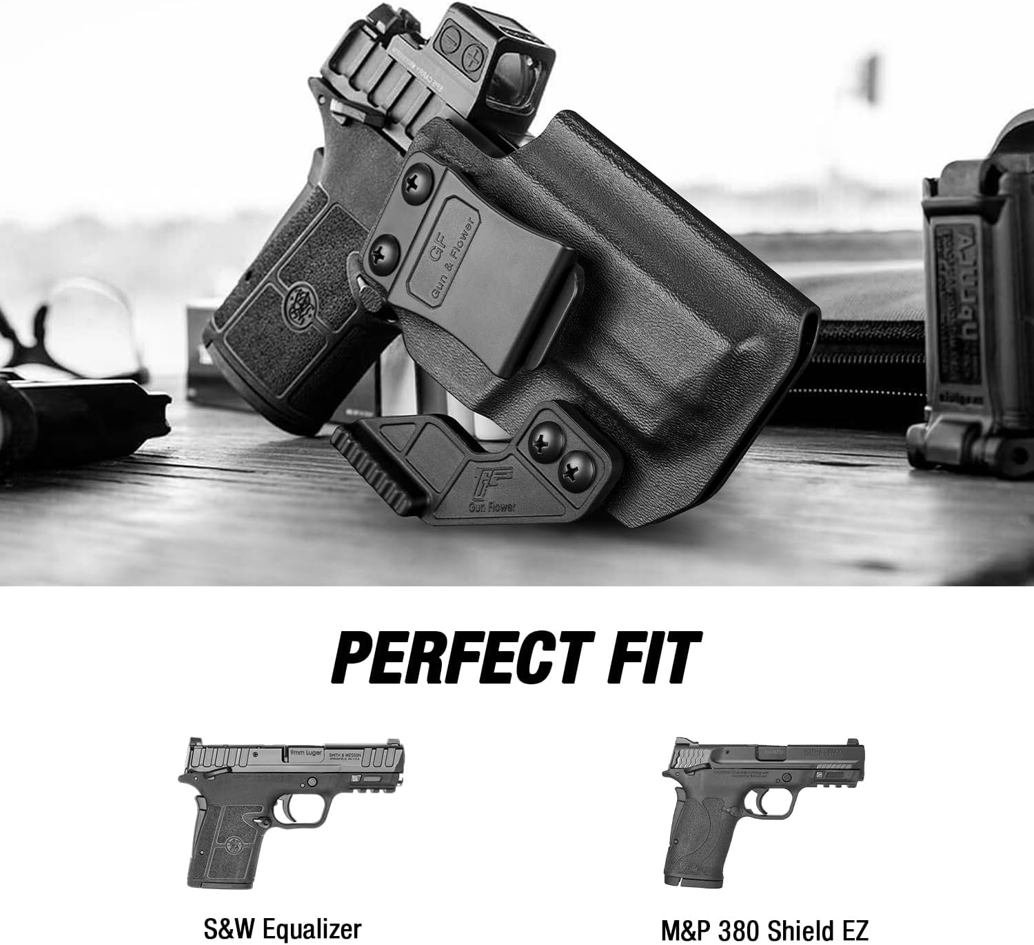 IWB Kydex Holster for S&W Equalizer & M&P 380 Shield EZ – Concealed Carry with Claw & Optic Cut – Inside Waistband Holster for Right Hand – Adjustable Cant & Retention