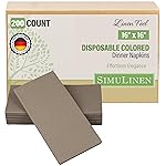 SimuLinen Pewter Linen Feel Disposable Dinner Napkins - Cloth-Like, Kosher Single-Use, Soft, Absorbent, for Parties and Weddings, 16x16, Box of 300