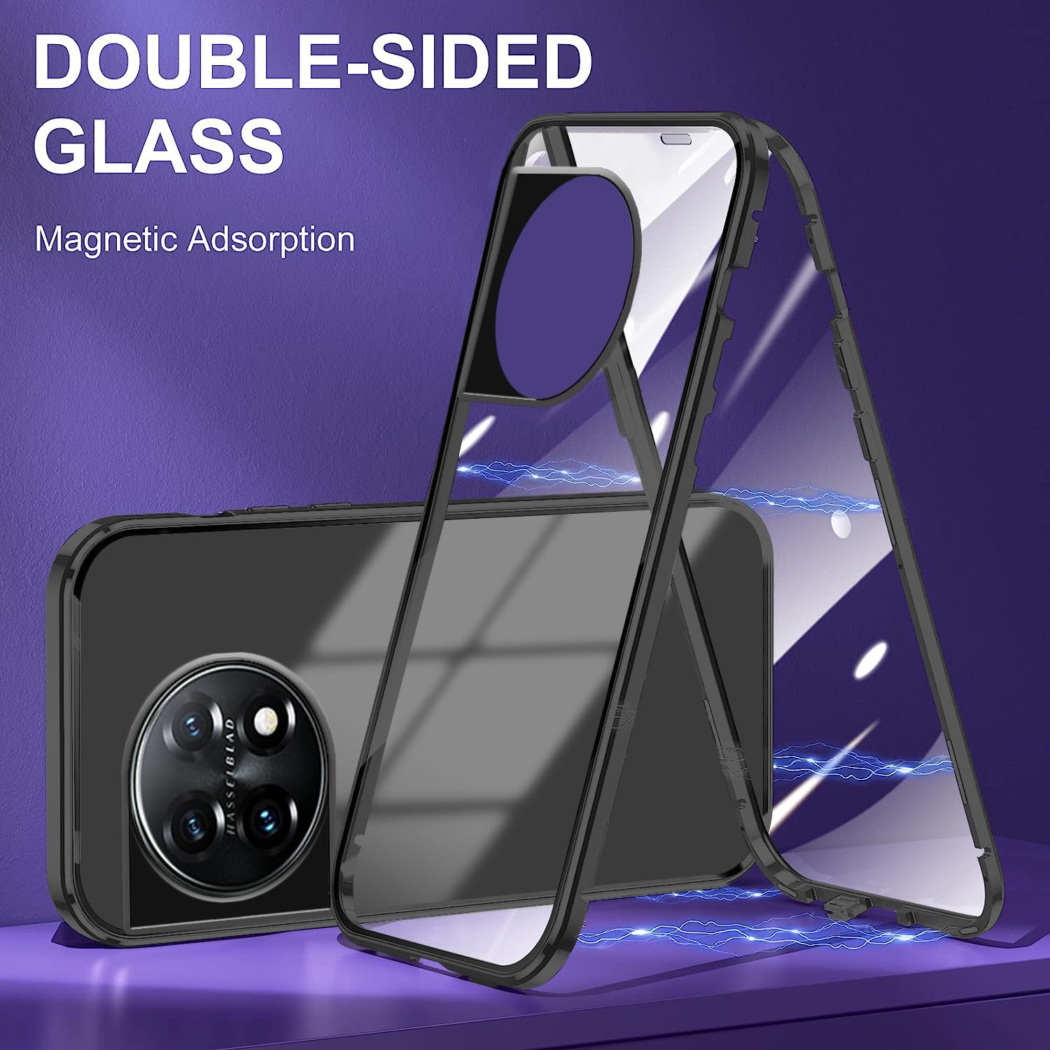 Dedux Cover per Motorola Moto G77 5G / G67 5G, Custodia Trasparente Gradiente Protettivo TPU Case, Ultra Sottile Rinforzo a quattro angoli Cover (Nero/Oro