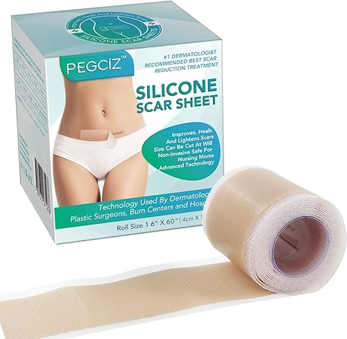Cinta de silicona para cicatrices quirúrgicas, rollo de 60 x 1.6 pulgadas, hojas de cicatrices extralargas para cesáreas, abdominoplastia, queloides