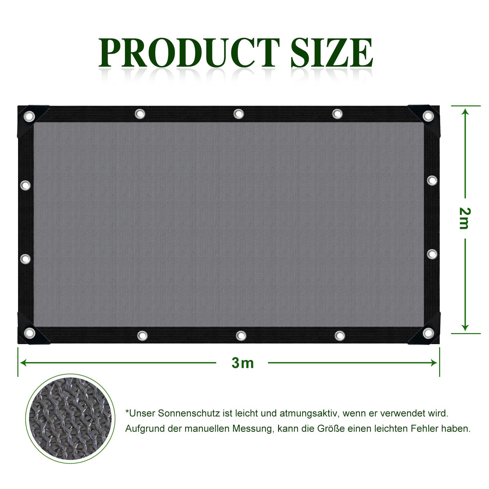Sonnensegel mit ösen - Schattierungsnetz Garten 2X3m Schattennetz Outdoor Sonnenschutz Schattiernetz Netz für Gewächshaus Terrasse Pflanzen HüHnerstall Winddicht Wasserdurchlässig
