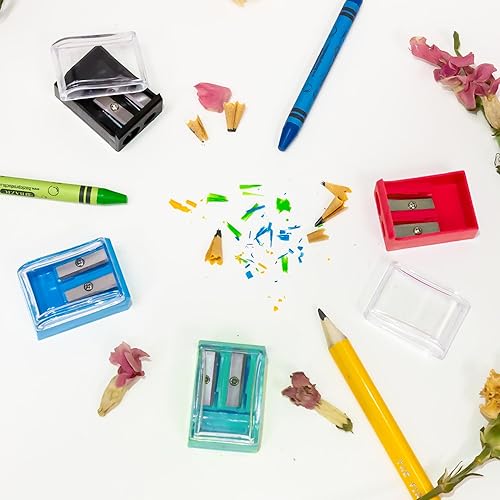 Miniatura 7 de BAZIC - Afilador cuadrado de doble cuchillas con receptáculo (paquete de 4)