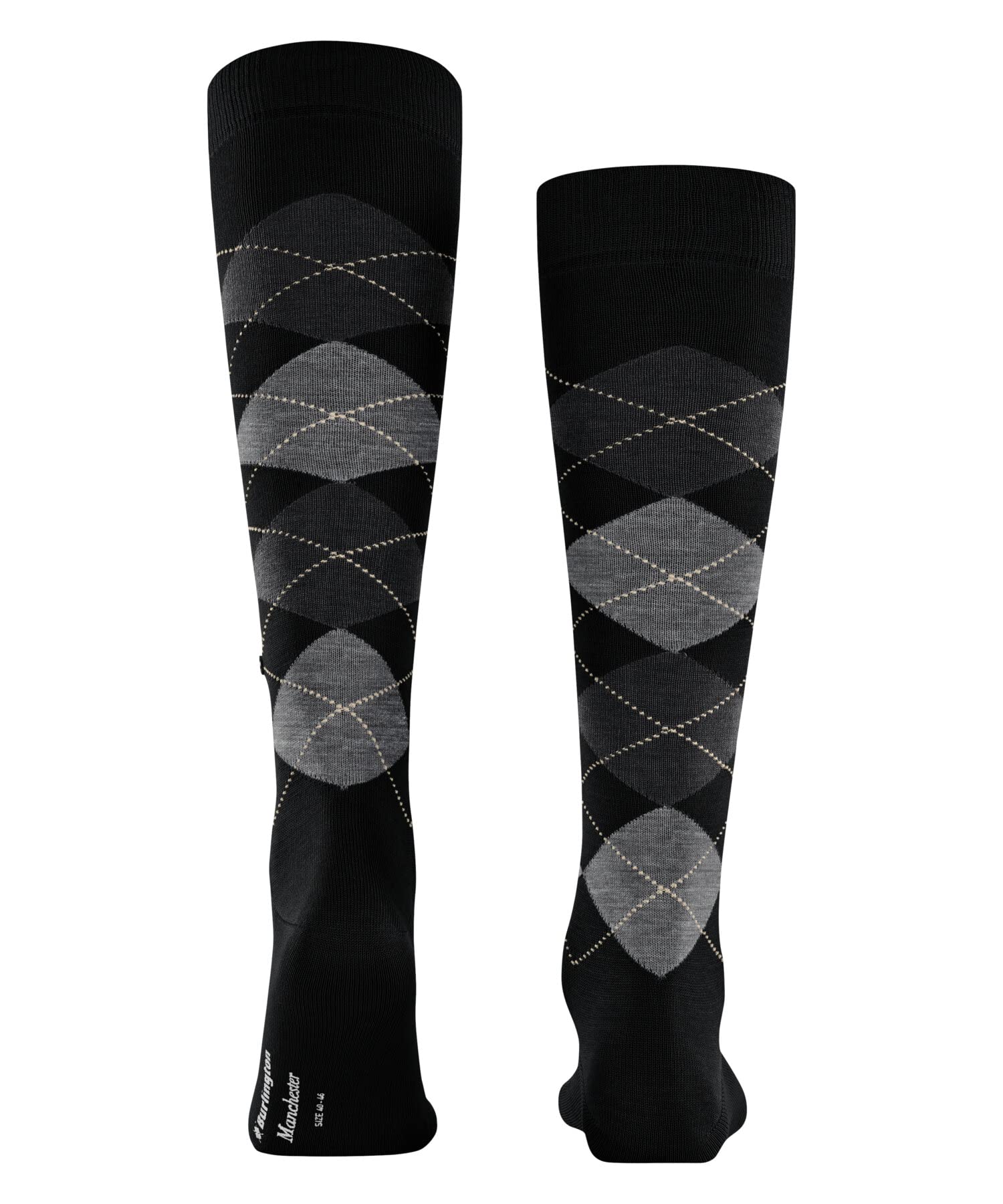Burlington Herren Manchester Kniestrümpfe atmungsaktive Baumwolle verstärkt flache Naht druckfreie Fußspitze Argyle Business Alltag ONE-SIZE-FITS-ALL als Geschenk 1 Paar