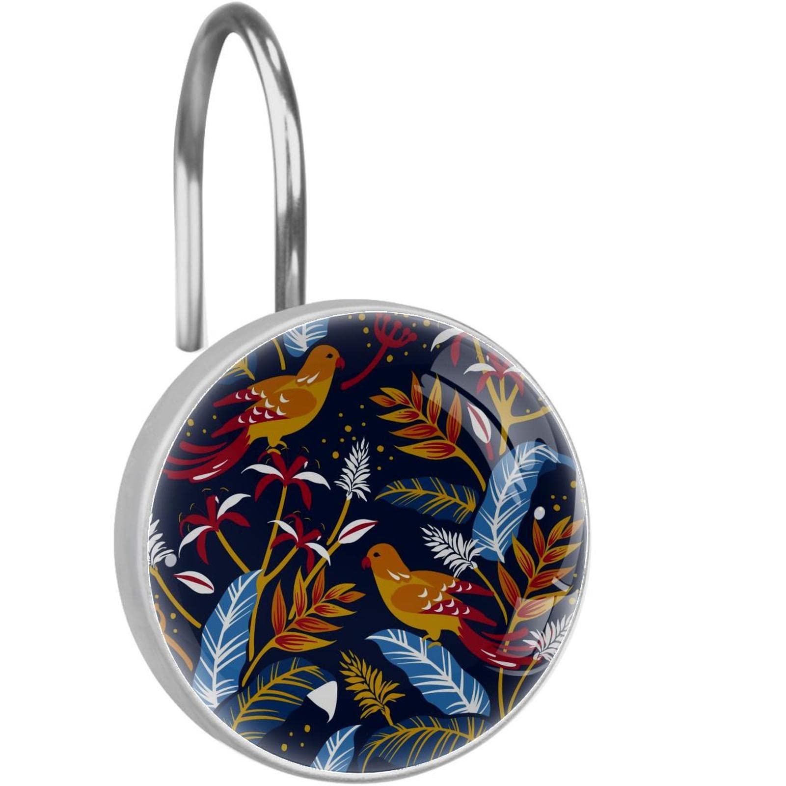 Crochets pour rideau de douche lot de 12 anneaux inox oiseaux nature