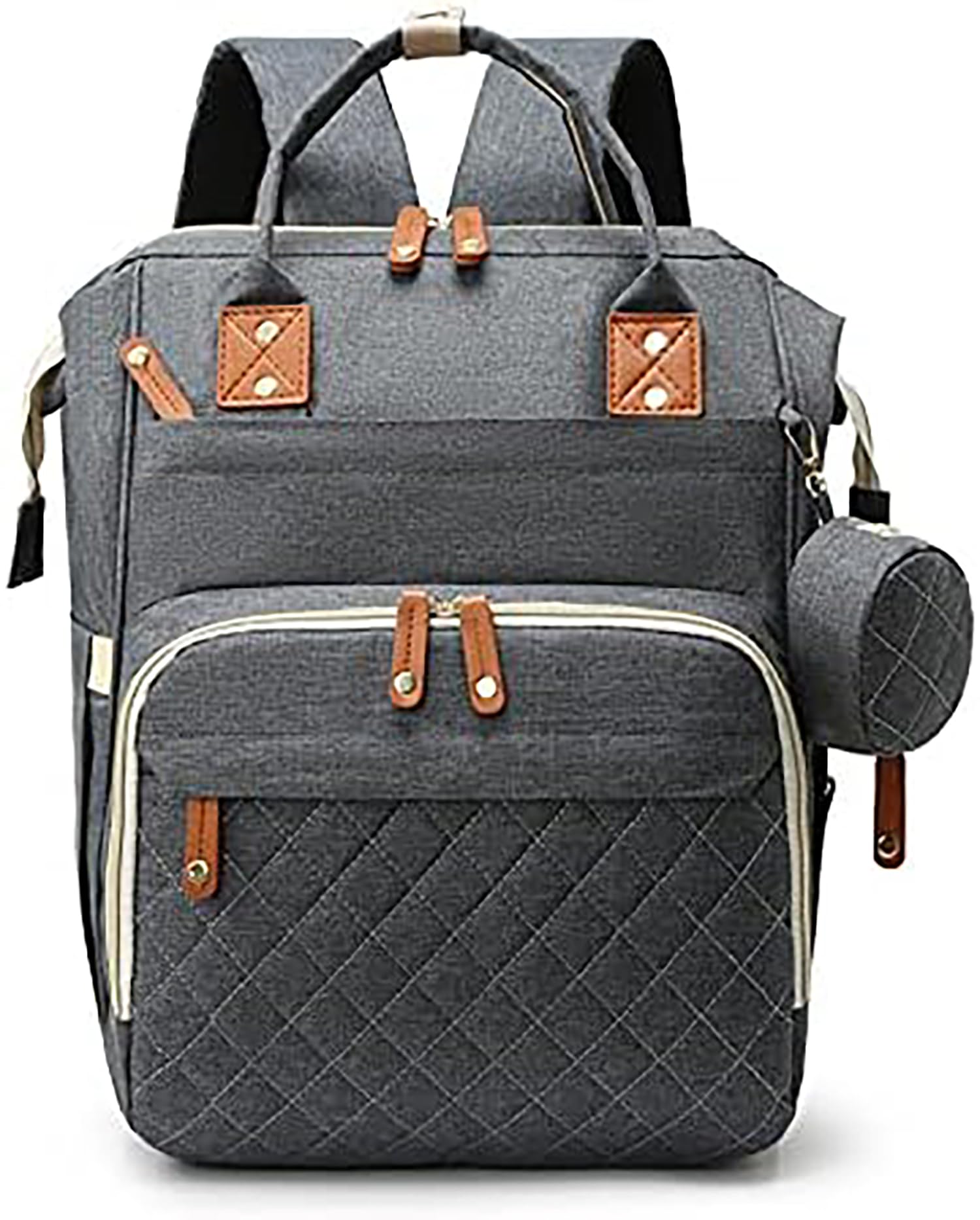 House of Quirk Diaper Bag Maternity Backpack, Baby Girl Boy Diaper Bag for Dad Mom with Pacifier Case, Unisex Large Diaper Bag for Travel-image-48