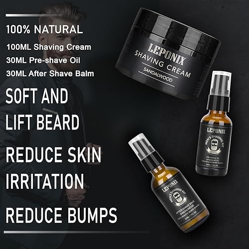 Miniatura 2 de Kit de afeitado para hombres kit esencial que incluye crema de afeitar de sándalo loción para después del afeitado para hombres y antes del afeitado