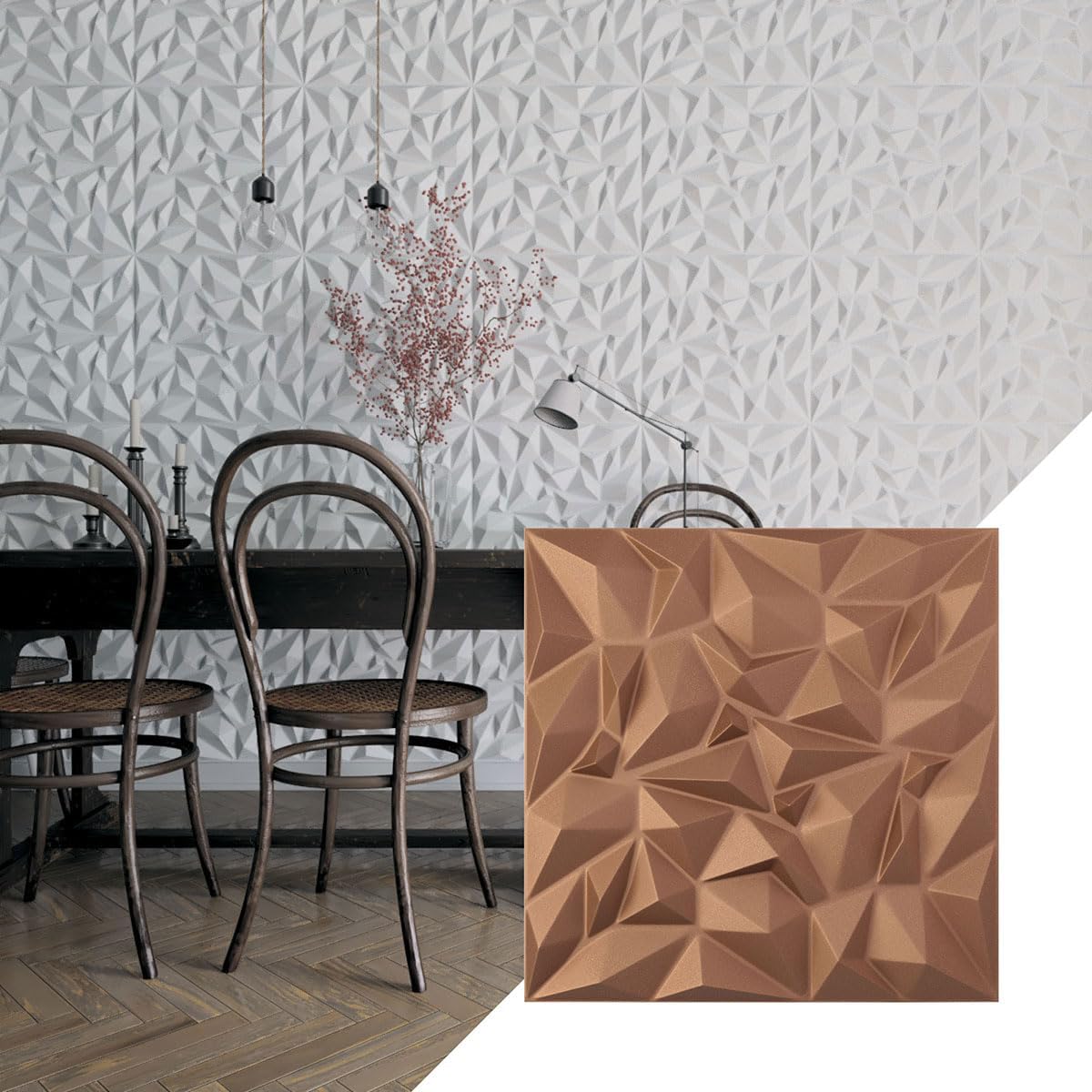 Ekena Millwork 19 5/8"W x 19 5/8"H Leto EnduraWall Decorative 3D Wall Panel, Aged Copper (Covers 2.67 Sq. Ft.