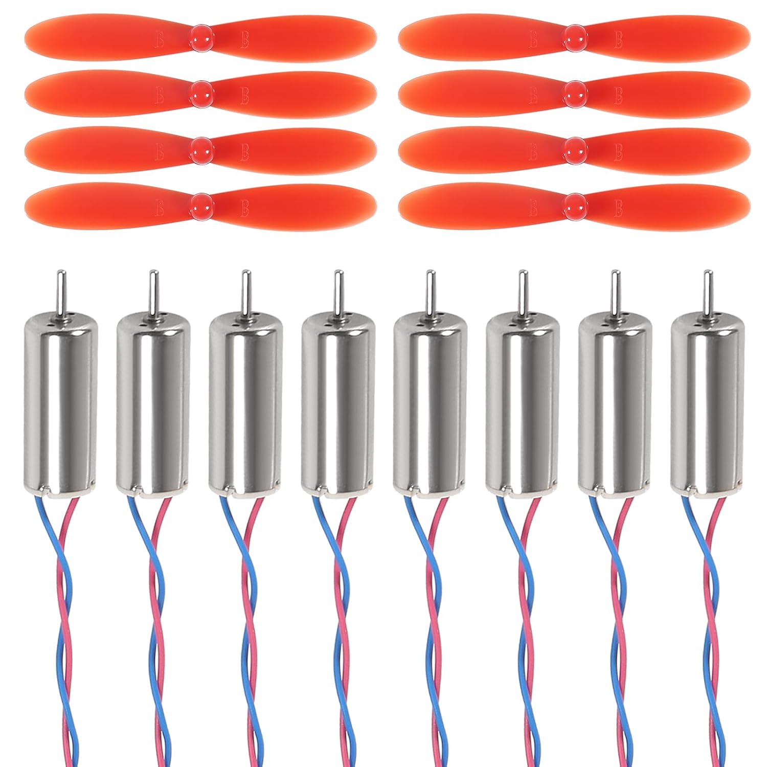 8pcs 716 Coreless Motor 3.7V 7x16mm Motor 19000KV 45000 RPM Brushed with 55mm CW CCW Propeller for Micro FPV Tiny Whoop RC Quadcopter Drone