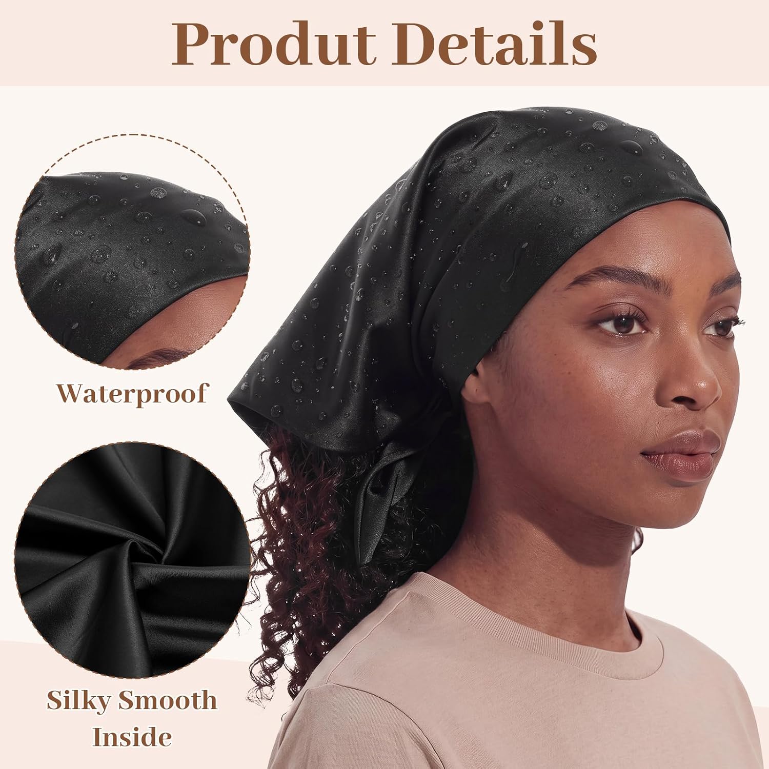 Unittype 4 Pcs Waterproof Rain Scarf Satin Headband
