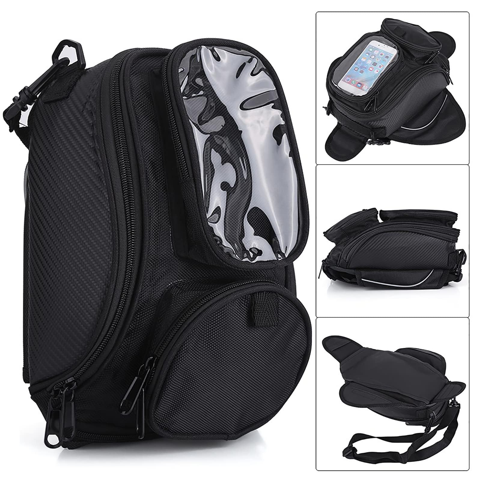 Sacoche de Réservoir de Moto Universelle, Sac Etanche Moto Sacoche de Réservoir de Carburant Magnétique étanche et Solide pour la Pratique de la Moto sur de Longues Distances Noir