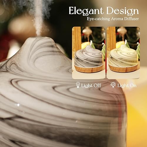 Miniatura 7 de Porseme Difusor de Aceites Esenciales de Vidrio de 500ml Aromaterapia Humidificador Ultrasónico de Niebla Fría 15-21 Horas de Funcionamiento Apagado
