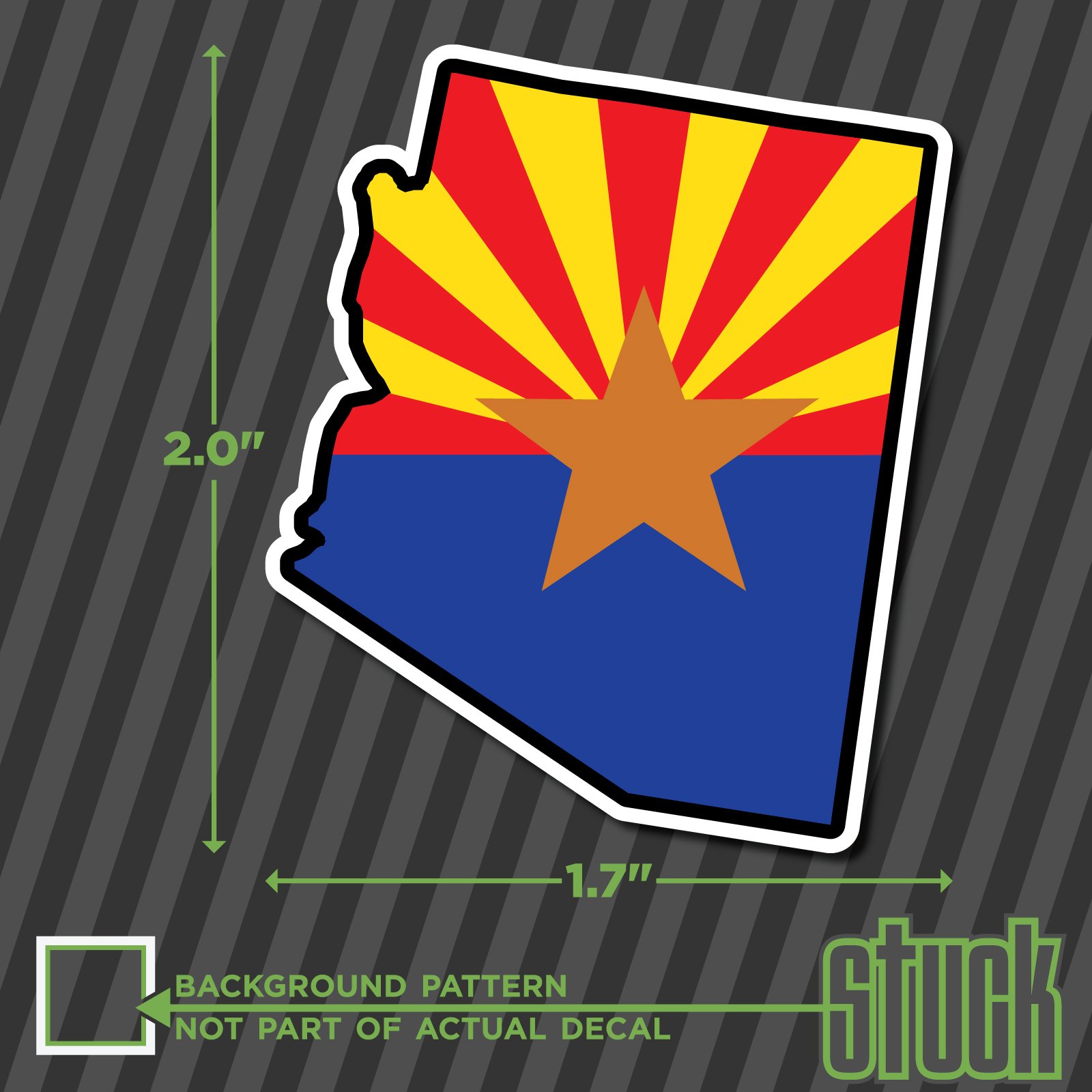 Arizona State Flag Small - 2.0" - Printed Vinyl Decal Sticker Hard hat Helmet AZ
