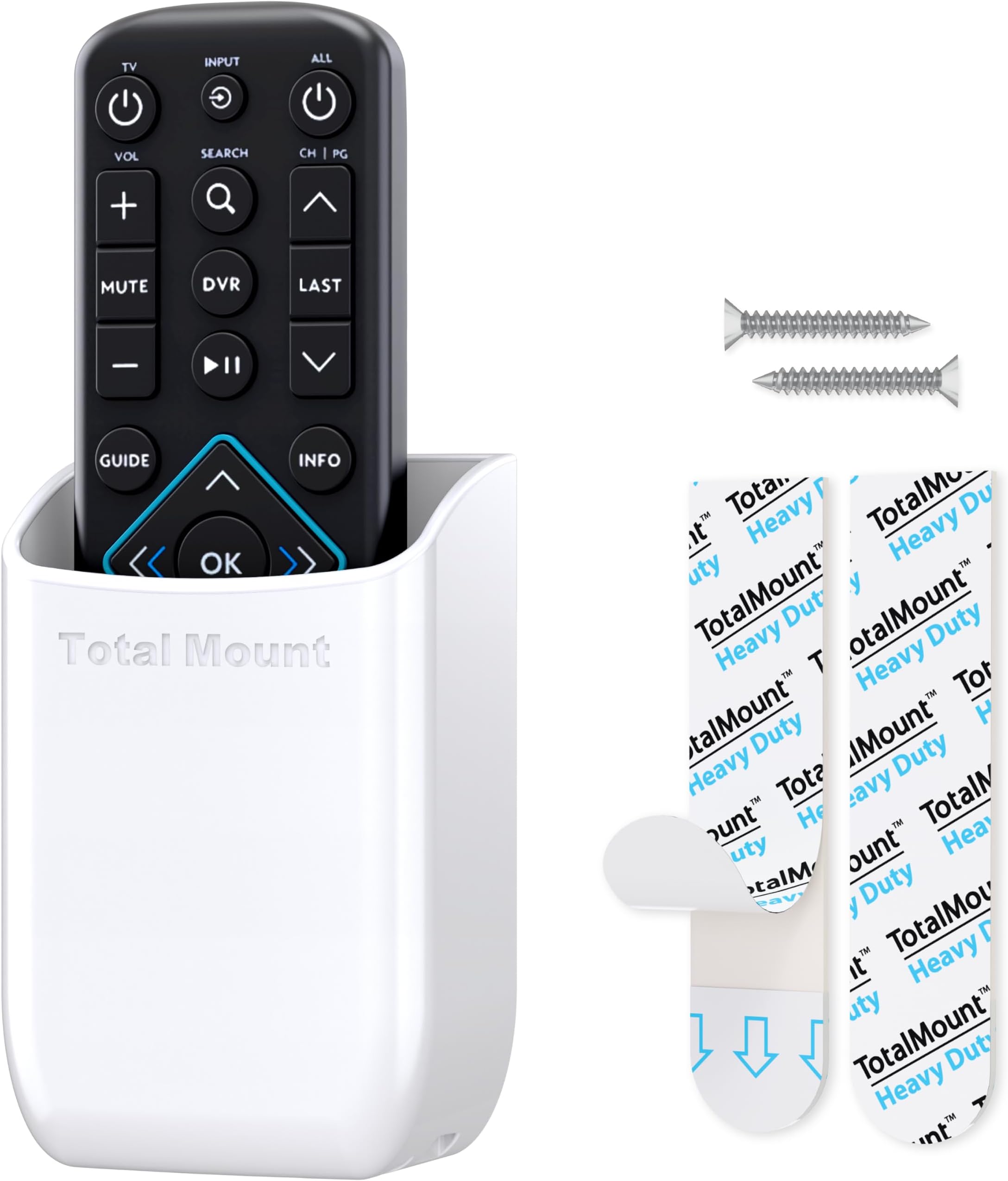 TotalMount Drop-Free Remote Holder – Removable Adhesive Strips – White