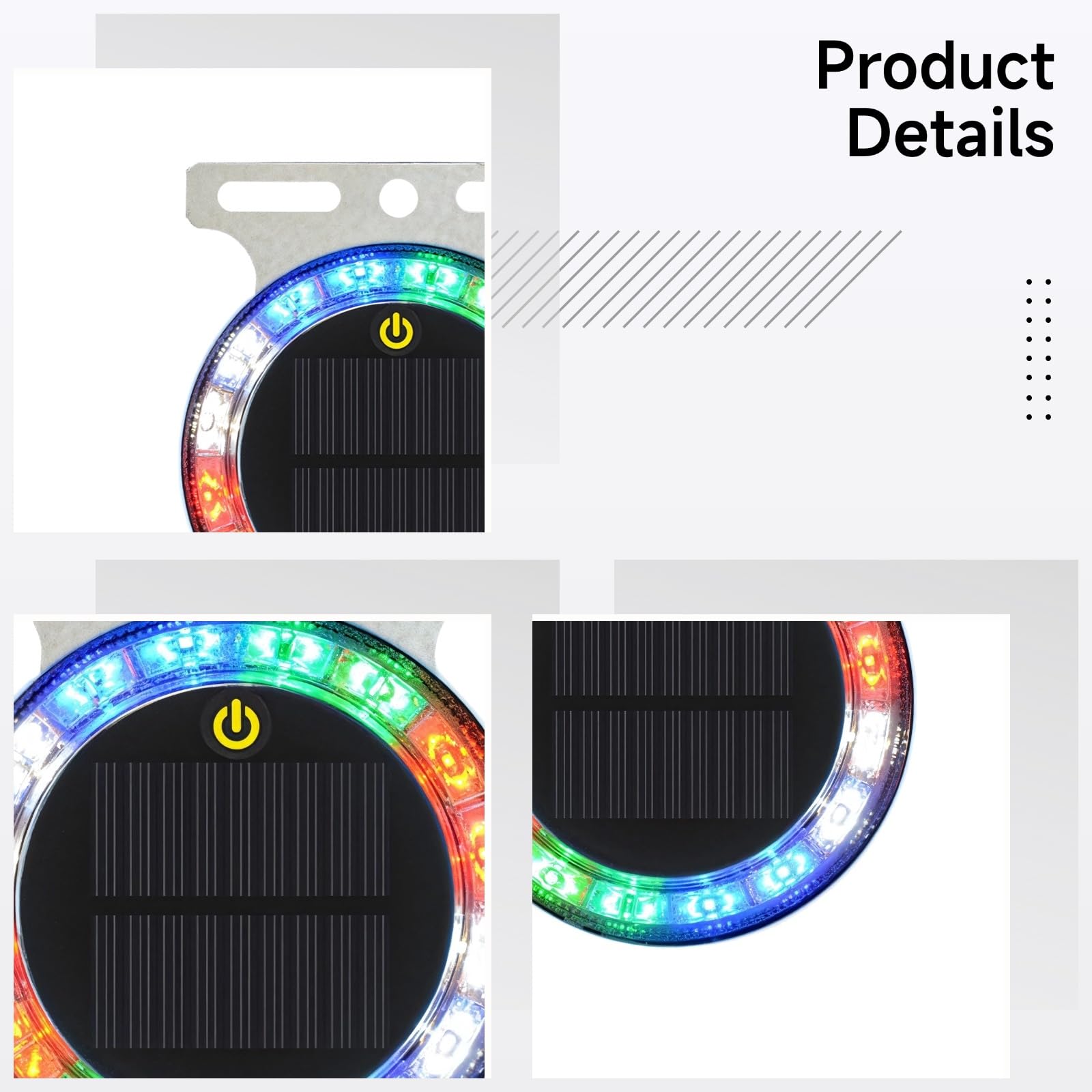 Multi-Mode Flashing Solar Led Car Light, 10.5 Cm Round, 2-Pack, Abs Stainless Steel Construction