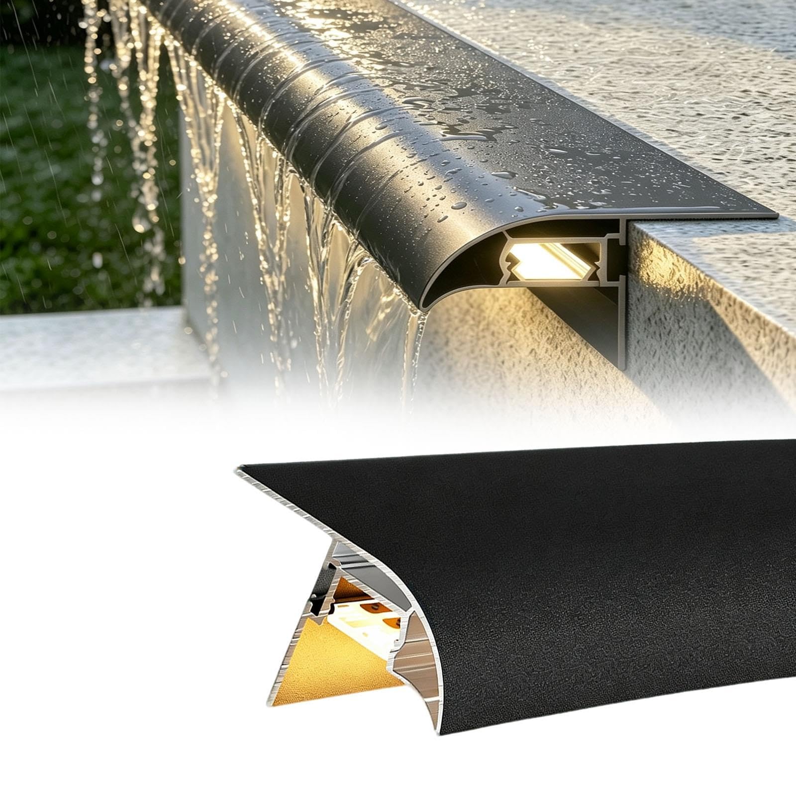 vierteaguas muro exterior Líneas De Goteo De Aleros Con Pico De Águila De 33,0 MM De Ancho De Protuberancia, Deflector De Techo Impermeable Para Patio(Black,L 3.5 m W 33.0 mm)