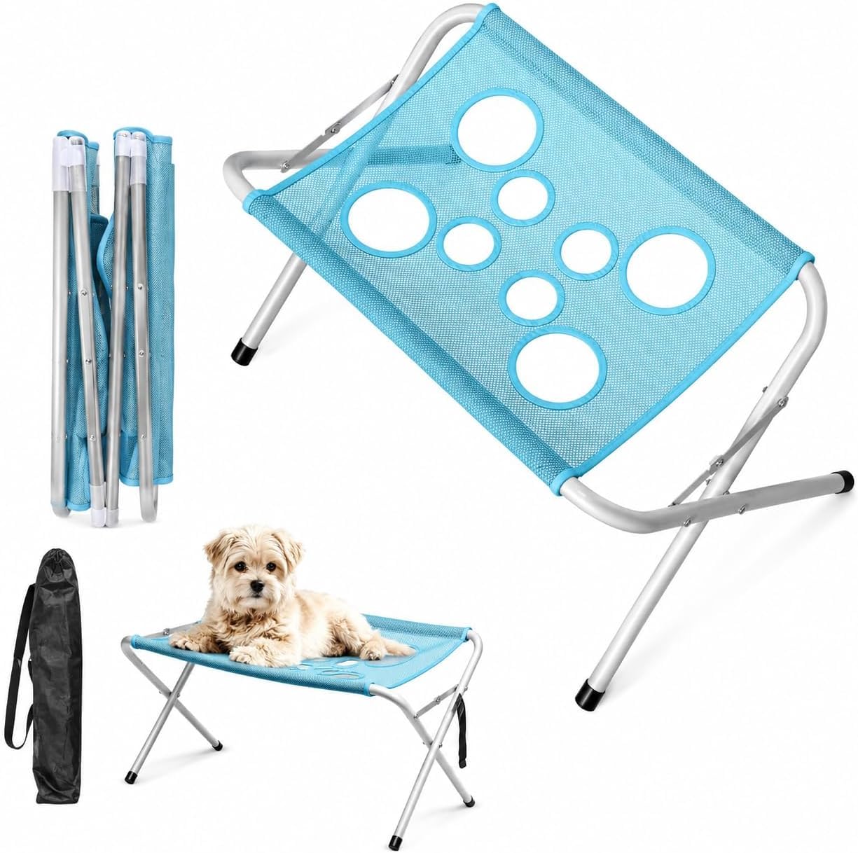 Grooming Pet Bath Stand Mesh Bathing Station Foldable With Quick Surface And Strap Maintenance Cat Dog Grooming Table for Nail Clipping Blowing Drying Household Small Medium Dogs Cats Care