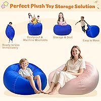 Vista 72 de Lukeight - Puf de almacenamiento de animales de peluche para niños, funda para puf de dinosaurio con cremallera para organizar la habitación