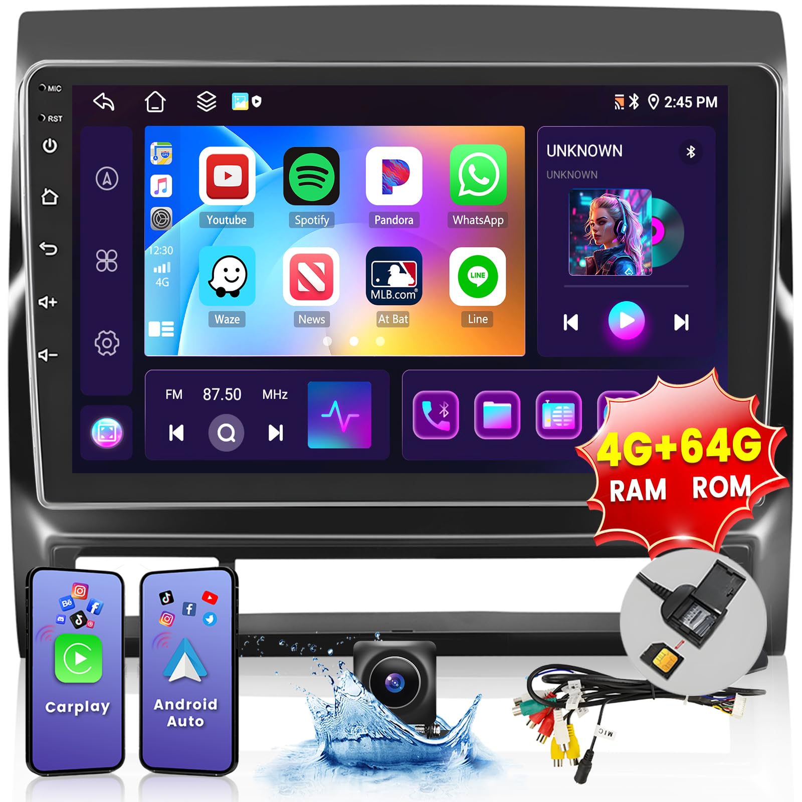 Inefala Android Autoradio Für Fiat Punto/Linea - 10 Zoll Mit Wireless CarPlay & Android Auto