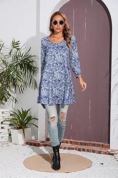 Enmain Maglietta a Maniche Lunghe con Girocollo da Donna Tunica Top Casual  Camicette Maglietta Donna Lunga : Amazon.it: Moda