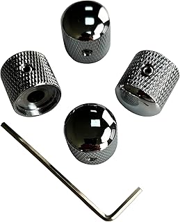 エレキベース ギター ノブ ドームメタル 調整ネジ付き エレキギター ボリューム トーン ノブ ストラトキャスター ジャズ ストラトキャスター ギブソン レスポール (クロム) 用 4個