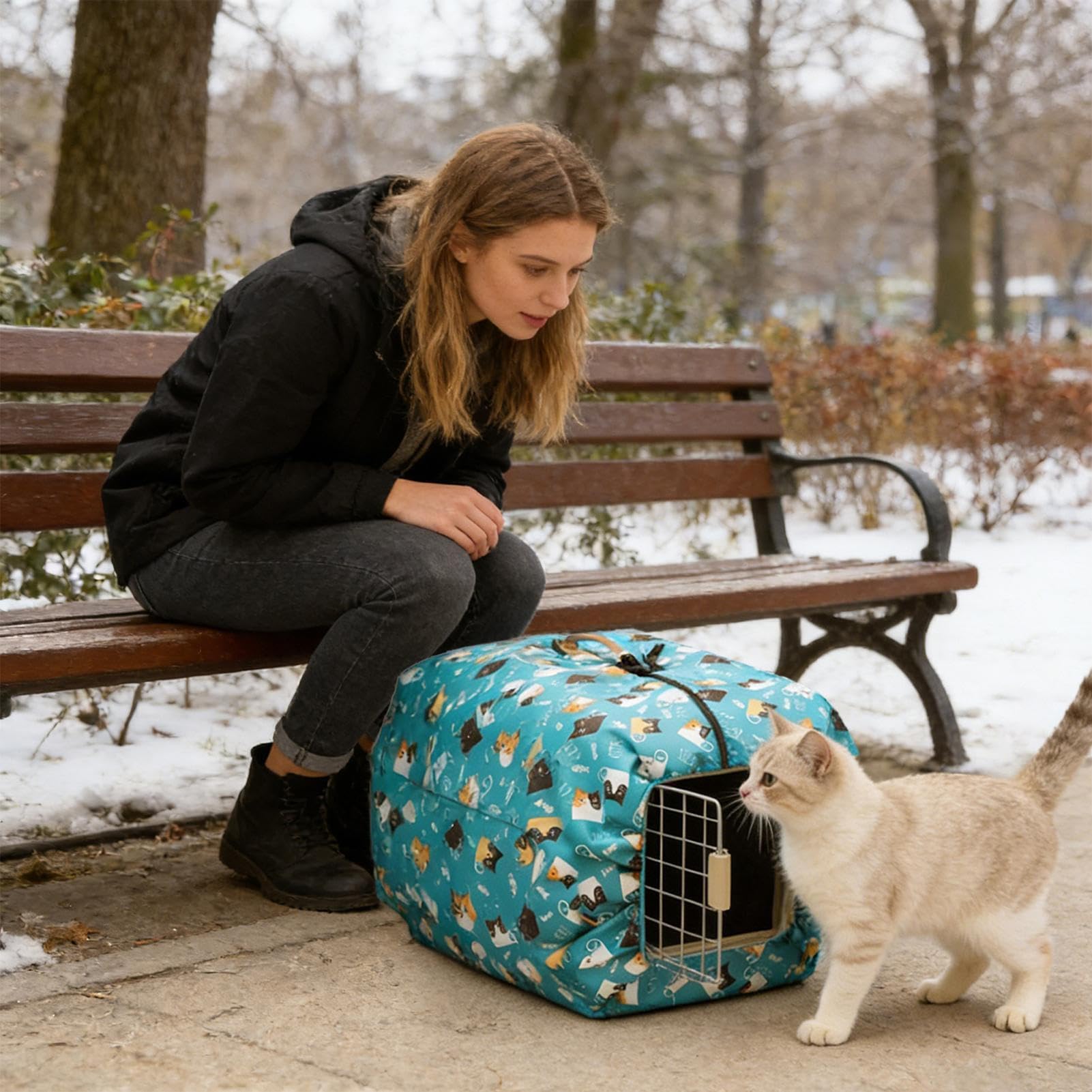 Générique Housse de Caisse de Transport pour Chien – Isolée avec Protège-Cordon | Housse d’Hiver pour Cages Chiots et Chats | pour Petites, Moyennes et Grandes Races Maison Voyage Extérieur Camping