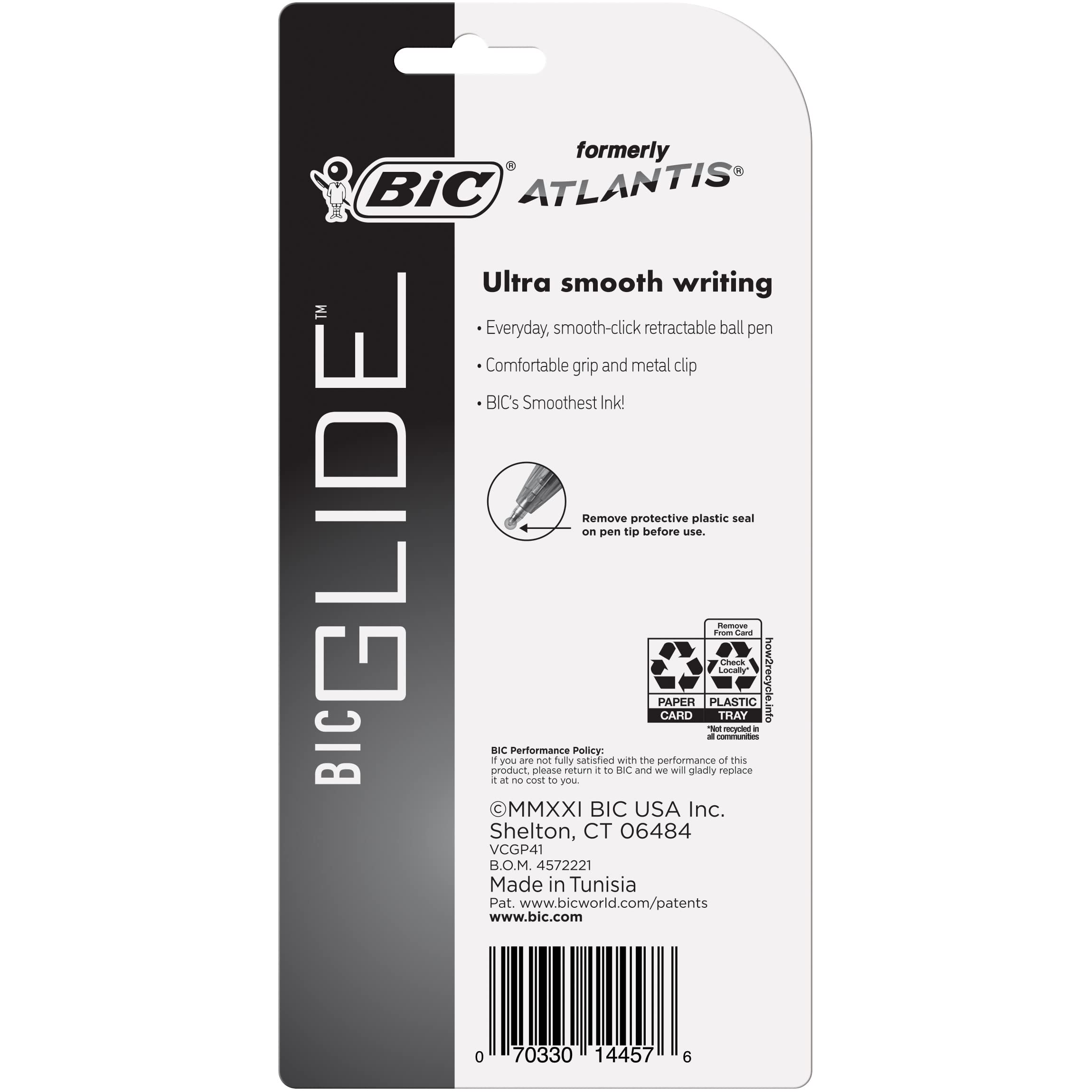Bic Atlantis oryginalny chowany długopis kulkowy, różny, 4 szt. (VCGP41-Ast)