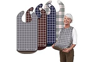 Waterproof Adult Bibs with Protection for Elderly, Women, and Men (4 Pack)