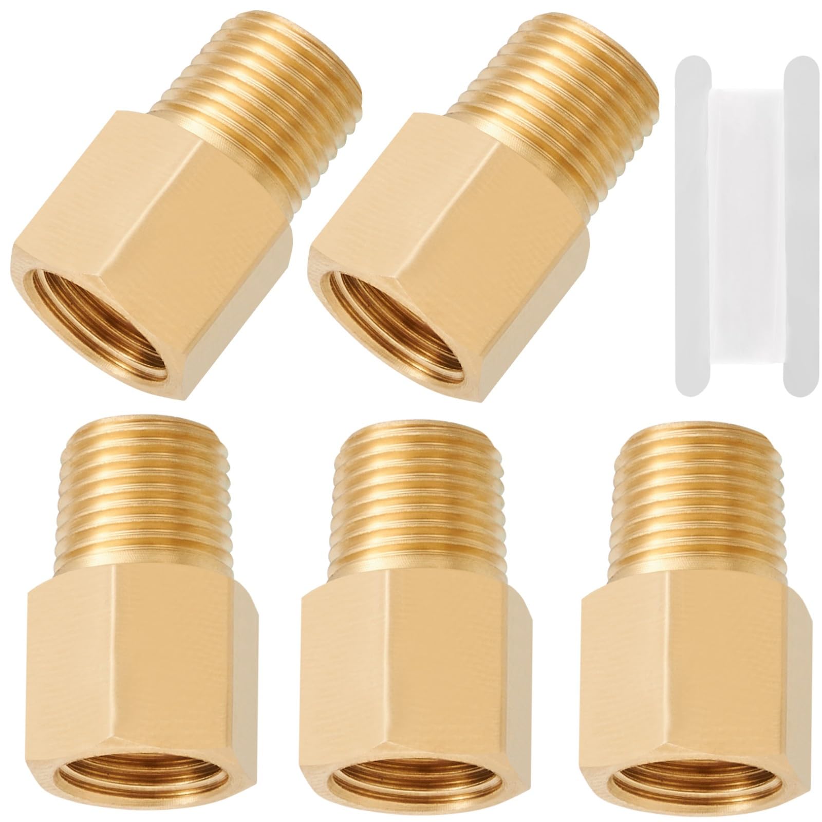 Brass Pipe Fitting,1/8 Inch NPT Male to 1/8 Inch NPT Female Brass Pipe Hose Tube Fitting 1/8'' Male NPT to 1/8'' Reducer Adapter 5pcs (1/8 npt male x 1/8 npt female)