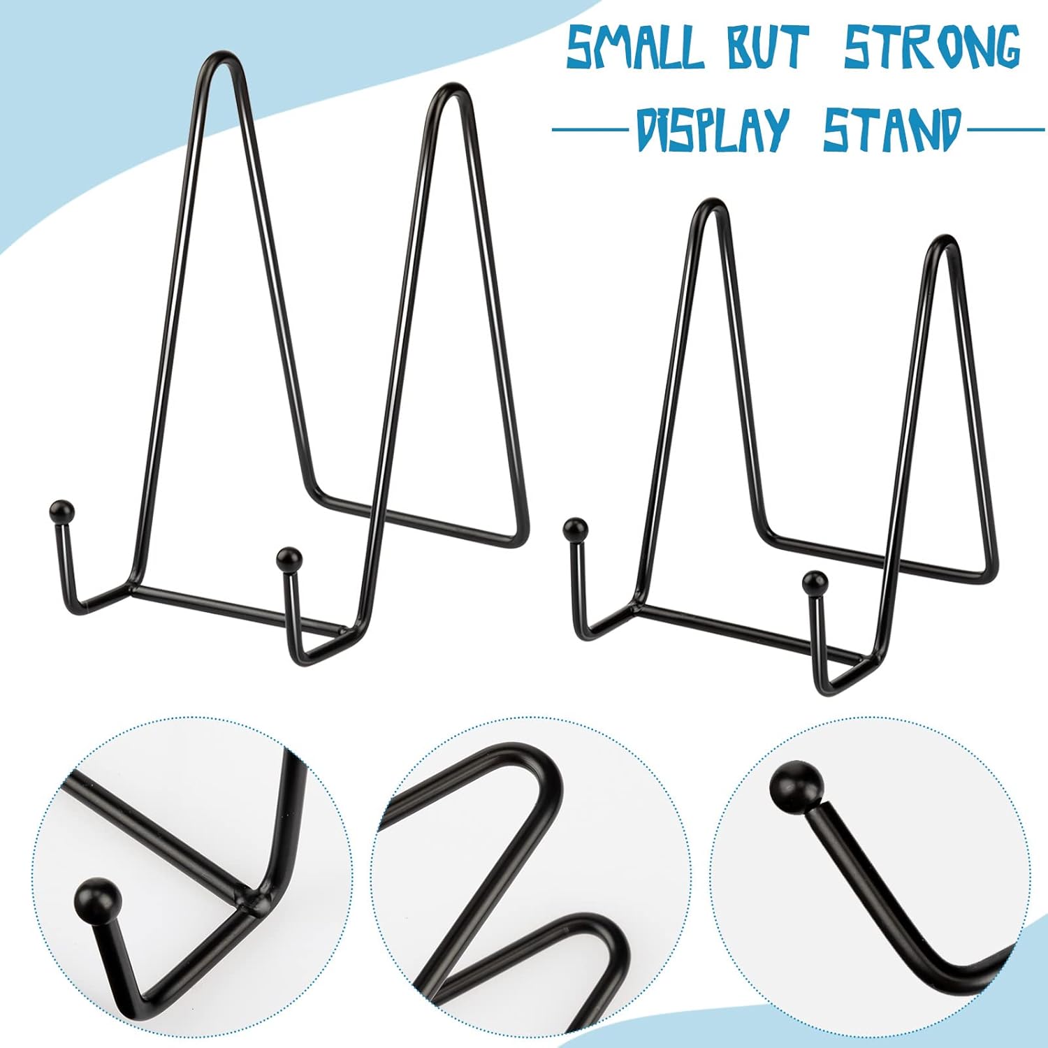 Hoteam 20 Pack Plate Stands for Display, 10 Pcs 4 Inch Metal Frame Plate Holder Display Stand and 10 Pcs 6 Inch Easel Rack for Pictures Photo Decorative Dish Collectibles Tabletop Art(Black) - Image 3